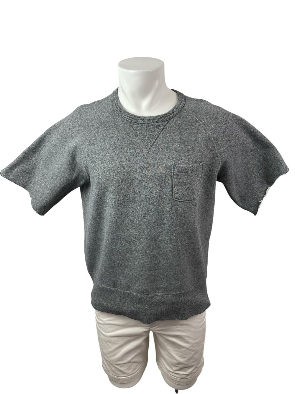 Champion Men's Gray Fleece Lined Pocket Shirt Sleeve Crew T Shirt Tee Top Size L